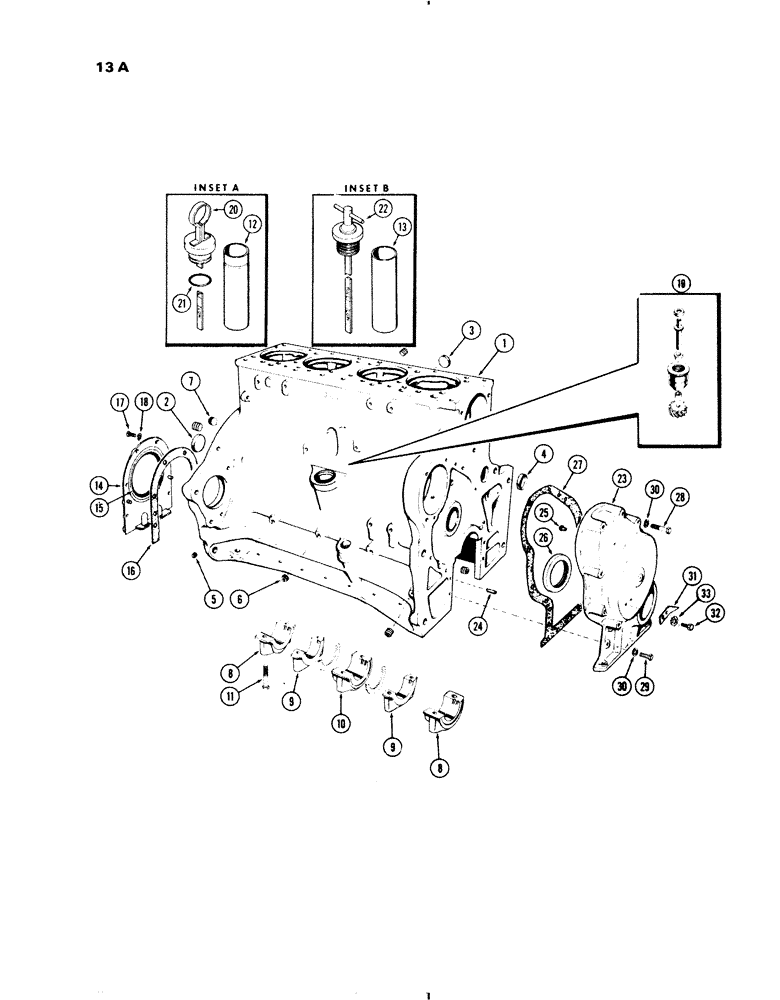 Схема запчастей Case IH 830-SERIES - (013A) - CYLINDER BLOCK ASSEMBLY, MODEL 830, 301 DIESEL ENGINE (02) - ENGINE