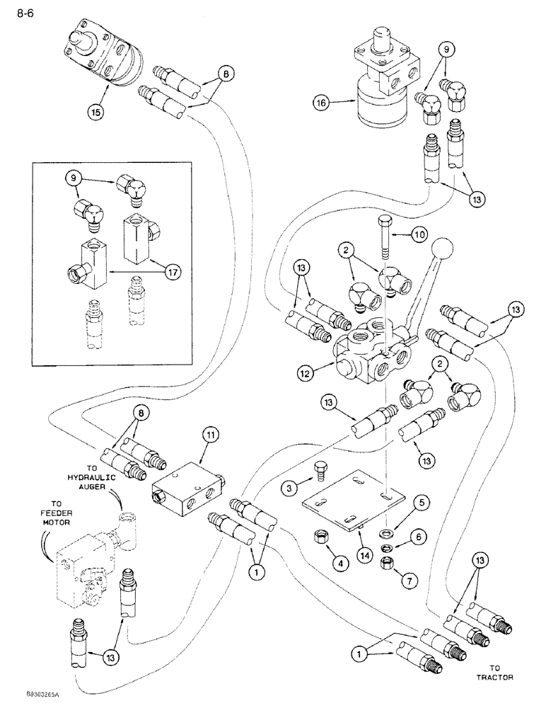 Схема запчастей Case IH 1250 - (8-06) - HYDRAULIC SYSTEM, LIFT AND SWING, WITH AUGER FEEDER, 1250 MACHINES, P.I.N. 7001 AND AFTER (07) - HYDRAULICS