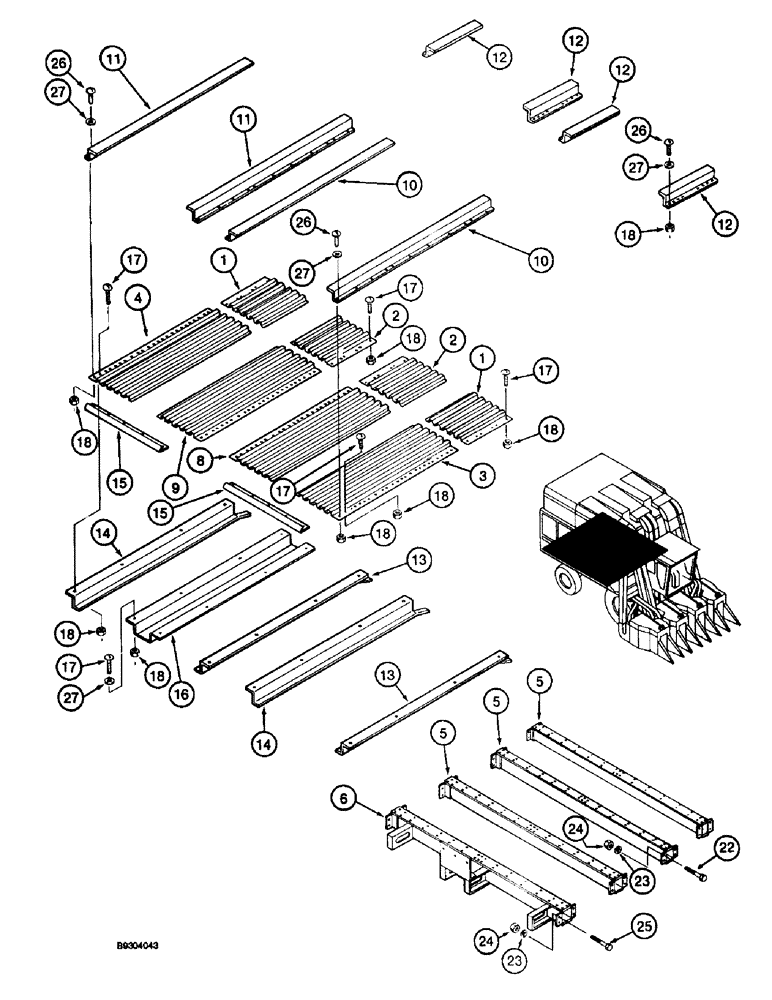 Схема запчастей Case IH 2055 - (9D-20) - BASKET FLOOR (16) - BASKET