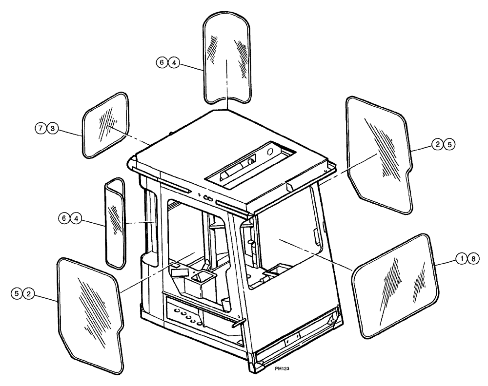 Схема запчастей Case IH SPX4260 - (014) - CAB GLASS (90) - PLATFORM, CAB, BODYWORK AND DECALS