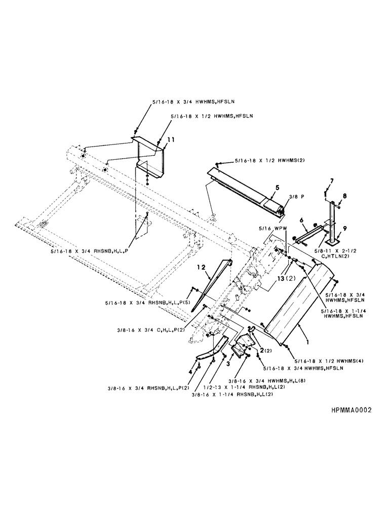 Схема запчастей Case IH 8830 - (60) - SHIELDS AND STAND ASSEMBLY, LEFT (58) - ATTACHMENTS/HEADERS