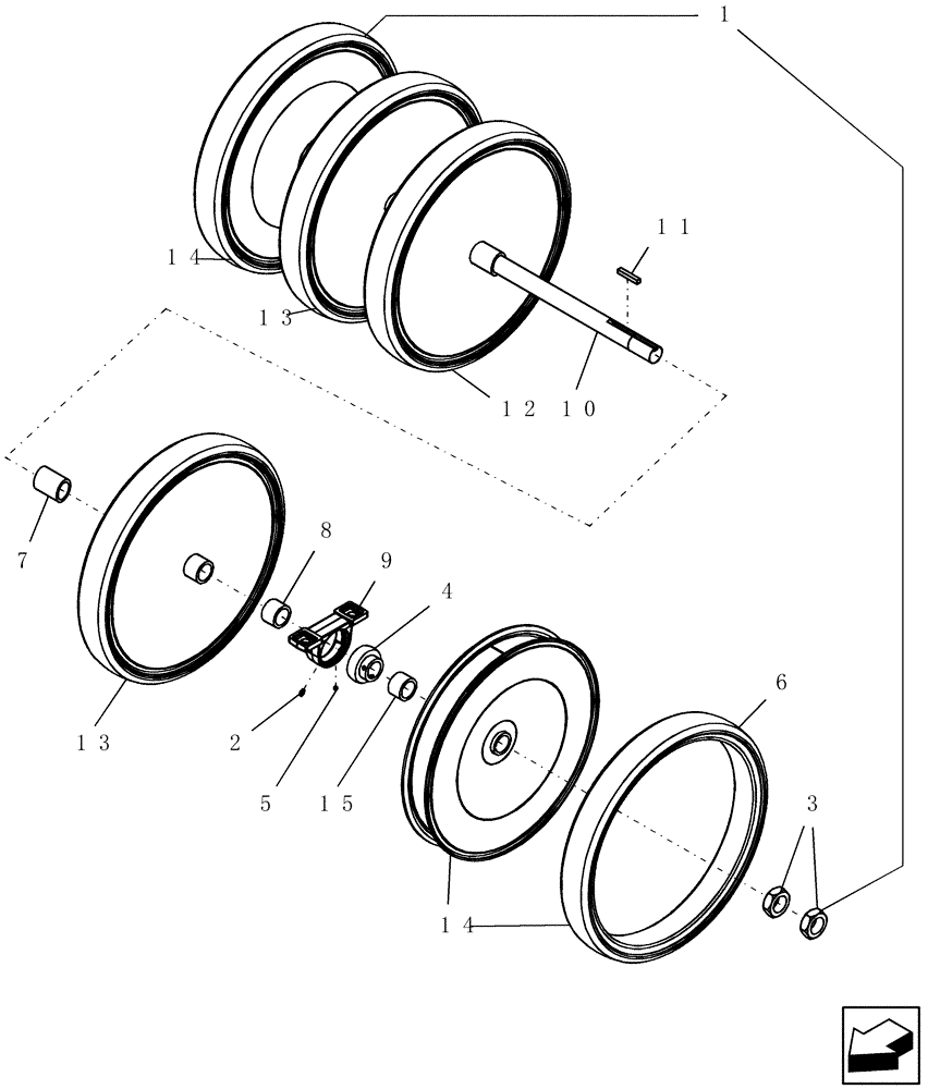 Схема запчастей Case IH 400 - (75.200.34) - PACKER GANG ASSY 10" SPACING, 5 RUBBER WHEELS (75) - SOIL PREPARATION