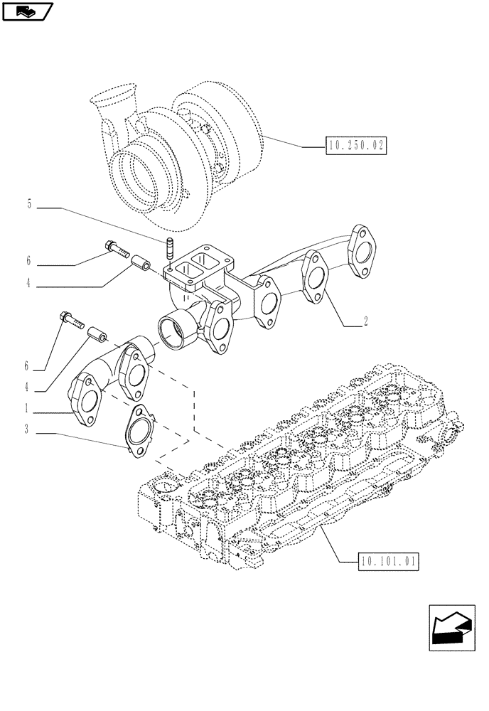 Схема запчастей Case IH MAGNUM 225 - (10.254.04[02]) - EXHAUST MANIFOLD (10) - ENGINE