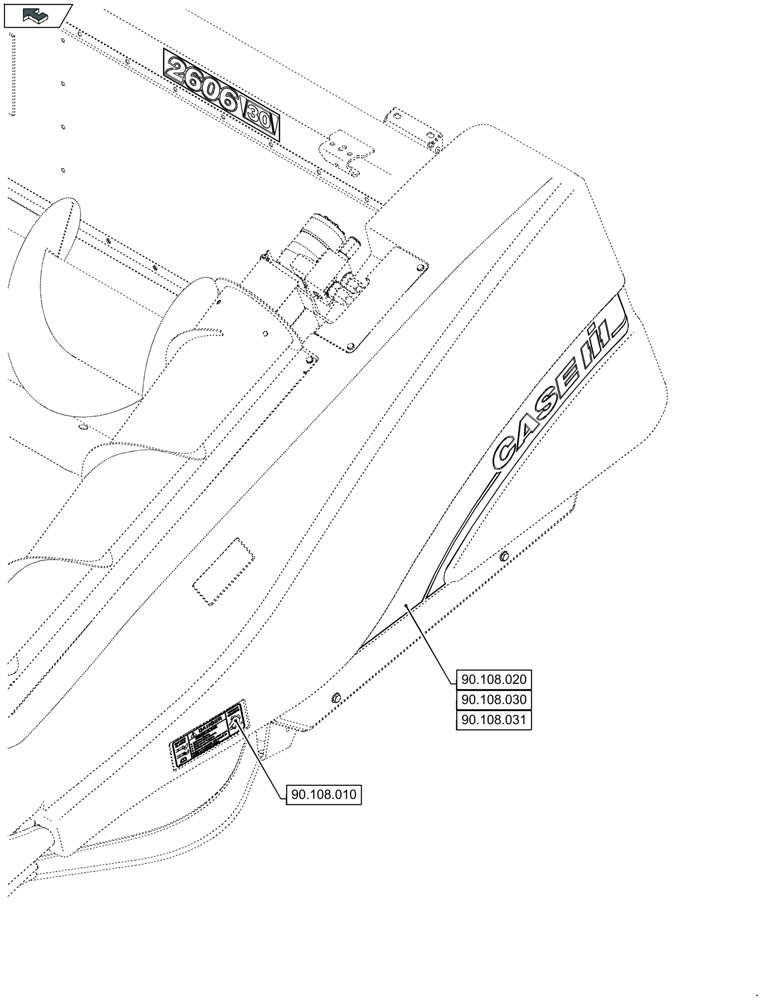 Схема запчастей Case IH 2608XR - (90.000.00) - SECTION INDEX - PLATFORM, CAB, BODYWORK AND DECALS (90) - PLATFORM, CAB, BODYWORK AND DECALS