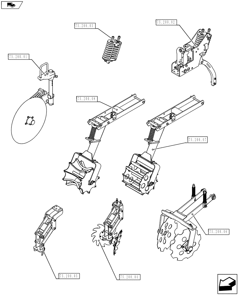 Схема запчастей Case IH NT950 - (75.200.00) - SOIL PREP INDEX (75) - SOIL PREPARATION