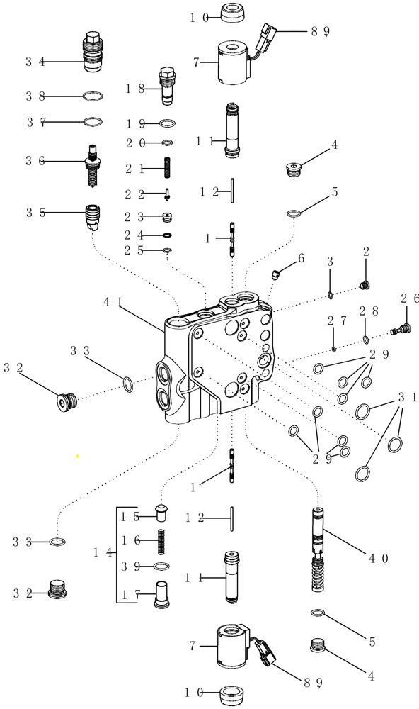 Схема запчастей Case IH MX285 - (08-23) - HITCH VALVE ASSEMBLY - TRANSMISSION ASN AJB0362562 (08) - HYDRAULICS