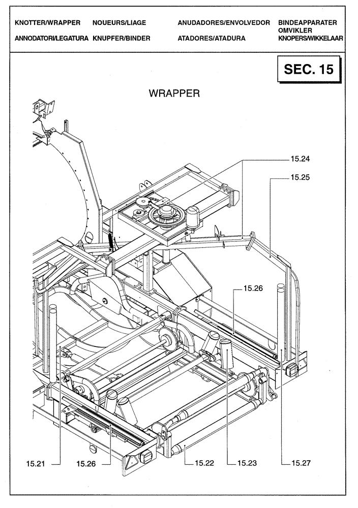 Схема запчастей Case IH RBX341 - (15.00A[01]) - SECTION LIST 15 - KNOTTER/WRAPPER (15) - KNOTTER /WRAPPER