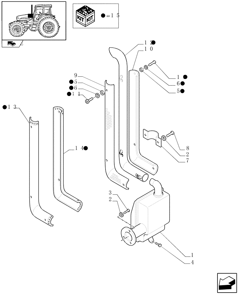 Схема запчастей Case IH FARMALL 95U - (1.15.1[01]) - MUFFLER - W/CAB - C6893 (02) - ENGINE EQUIPMENT