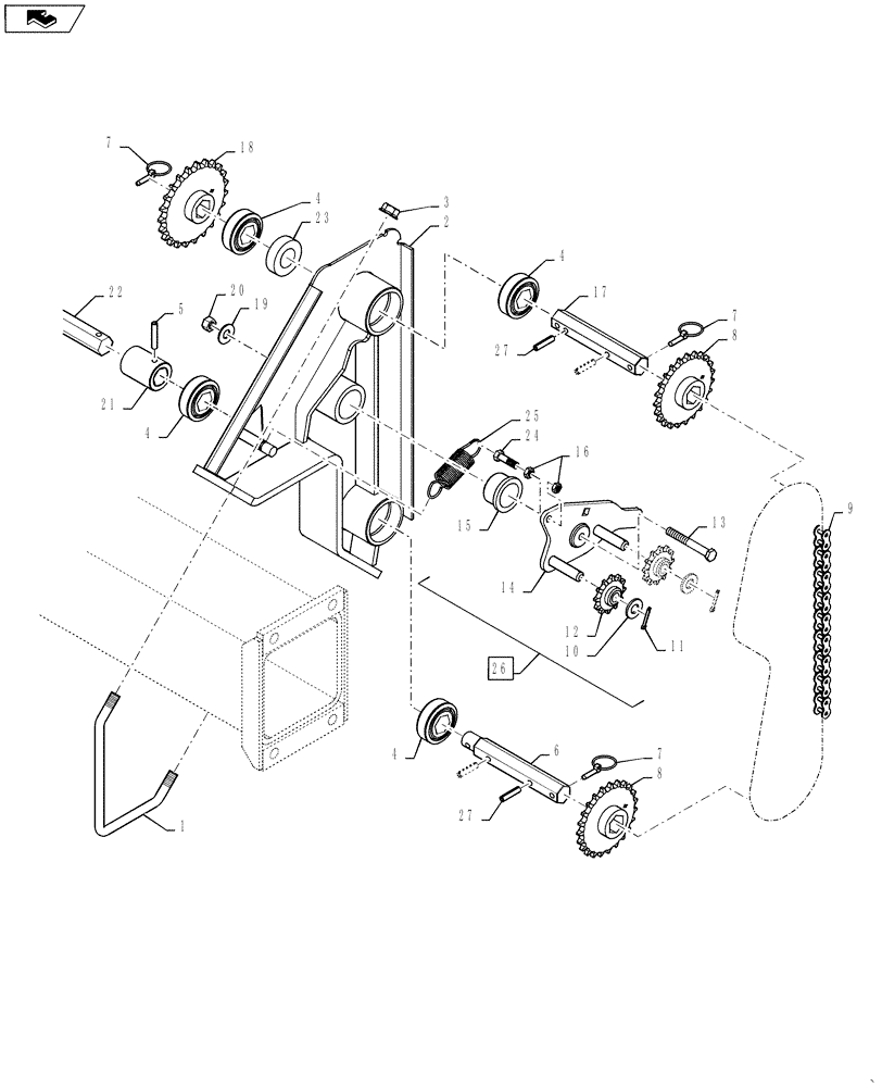 Схема запчастей Case IH 825 - (61.901.AG[01]) - CONTACT WHEEL TRANSMISSION (61) - METERING SYSTEM