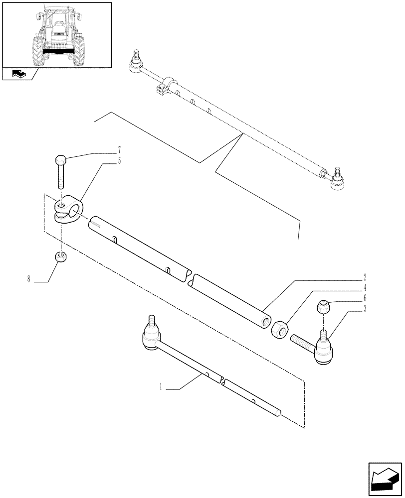 Схема запчастей Case IH FARMALL 90 - (1.41.0[05]) - 2WD FRONT AXLE - STEERING TIE-ROD (04) - FRONT AXLE & STEERING