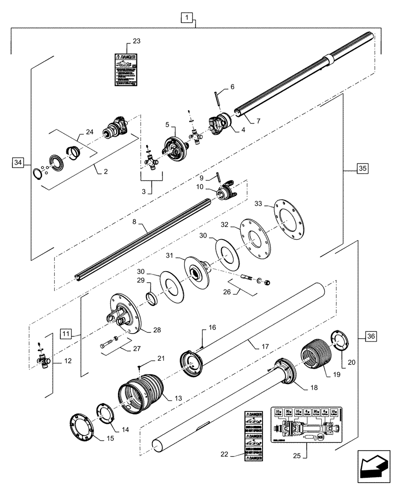 Схема запчастей Case IH RB455 - (31.201.AD[06]) - VAR - 726528 - PTO ASSY, SLIP CLUTCH, 1000 RPM, 1000 NM (31) - IMPLEMENT POWER TAKE OFF