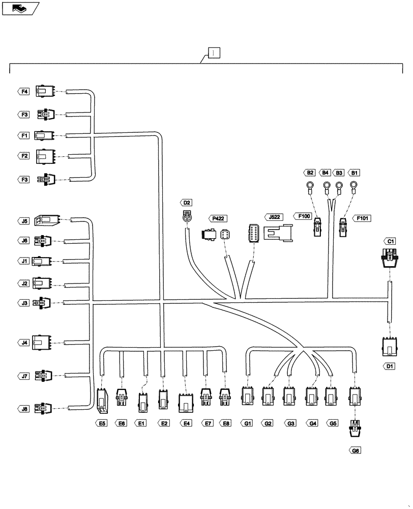 Схема запчастей Case IH 3330 - (55.100.06) - HARNESS, AIM COMMAND, REAR (55) - ELECTRICAL SYSTEMS