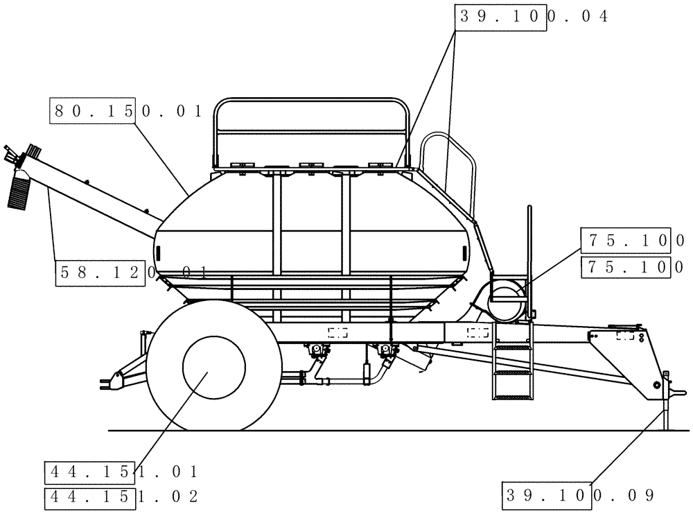 Схема запчастей Case IH 3380 - (00.100.03) - PICTORIAL INDEX - TOW BETWEEN AIR CART (3 TANK) (00) - GENERAL & PICTORIAL INDEX