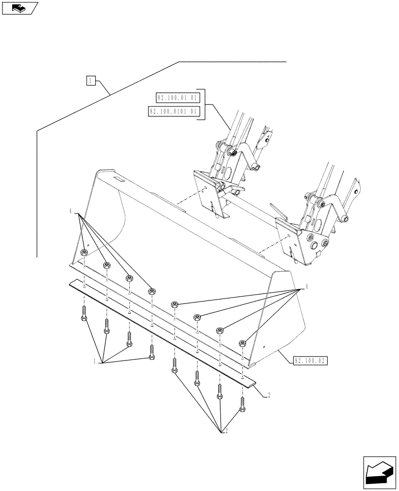 Схема запчастей Case IH L630 - (88.082.02) - DIA KIT - 84" BUCKET EDGE (88) - ACCESSORIES
