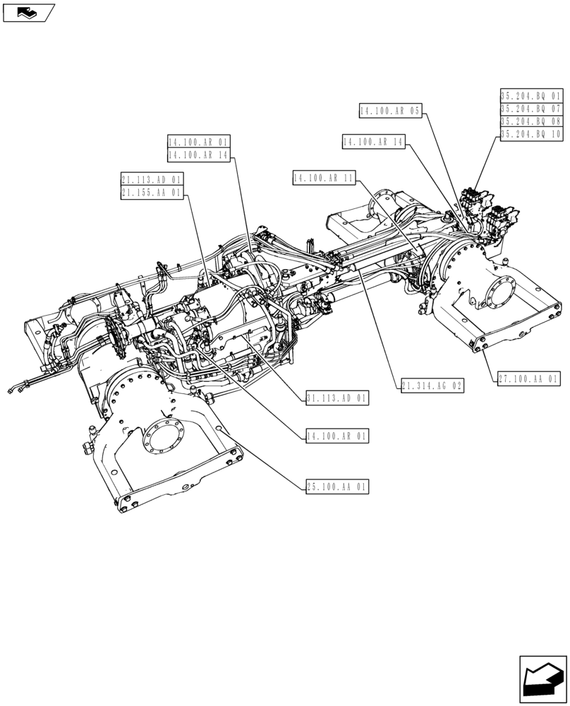Схема запчастей Case IH STEIGER 350 - (00.000.03[01]) - PICTORIAL INDEX - MAIN SECTIONS - CHASSIS (00) - GENERAL & PICTORIAL INDEX