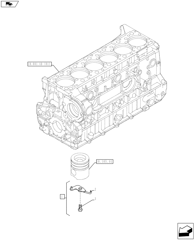 Схема запчастей Case IH F3BFE613E A012 - (10.304.AR) - PISTON COOLING NOZZLE (10) - ENGINE