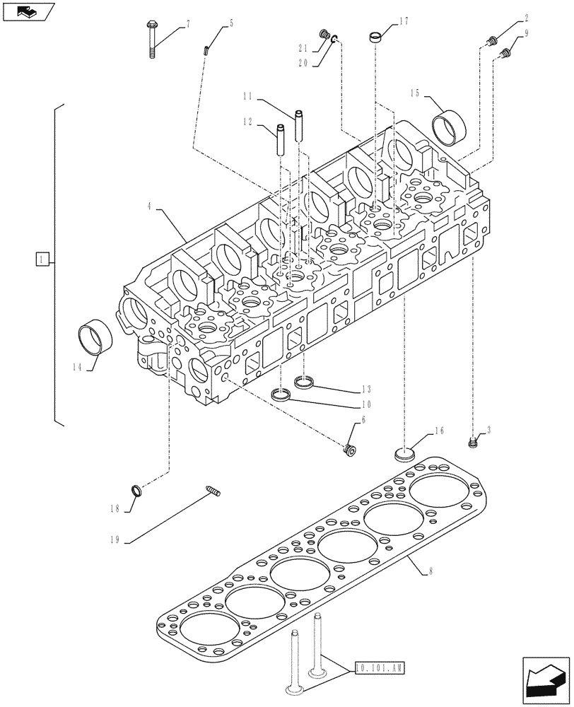 Схема запчастей Case IH F3BFE613E A015 - (10.101.AA) - CYLINDER HEAD (10) - ENGINE