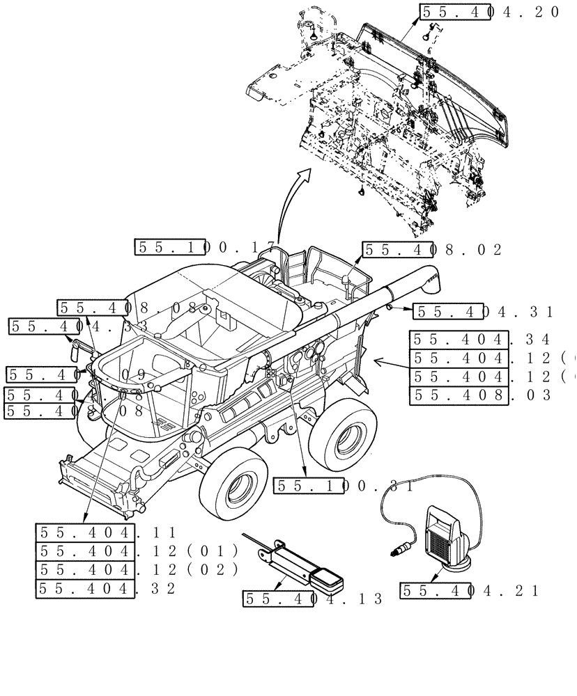 Схема запчастей Case IH 9120 - (00.000.55[02]) - PICTORIAL INDEX - ELECTRICAL, LIGHTING (00) - GENERAL & PICTORIAL INDEX