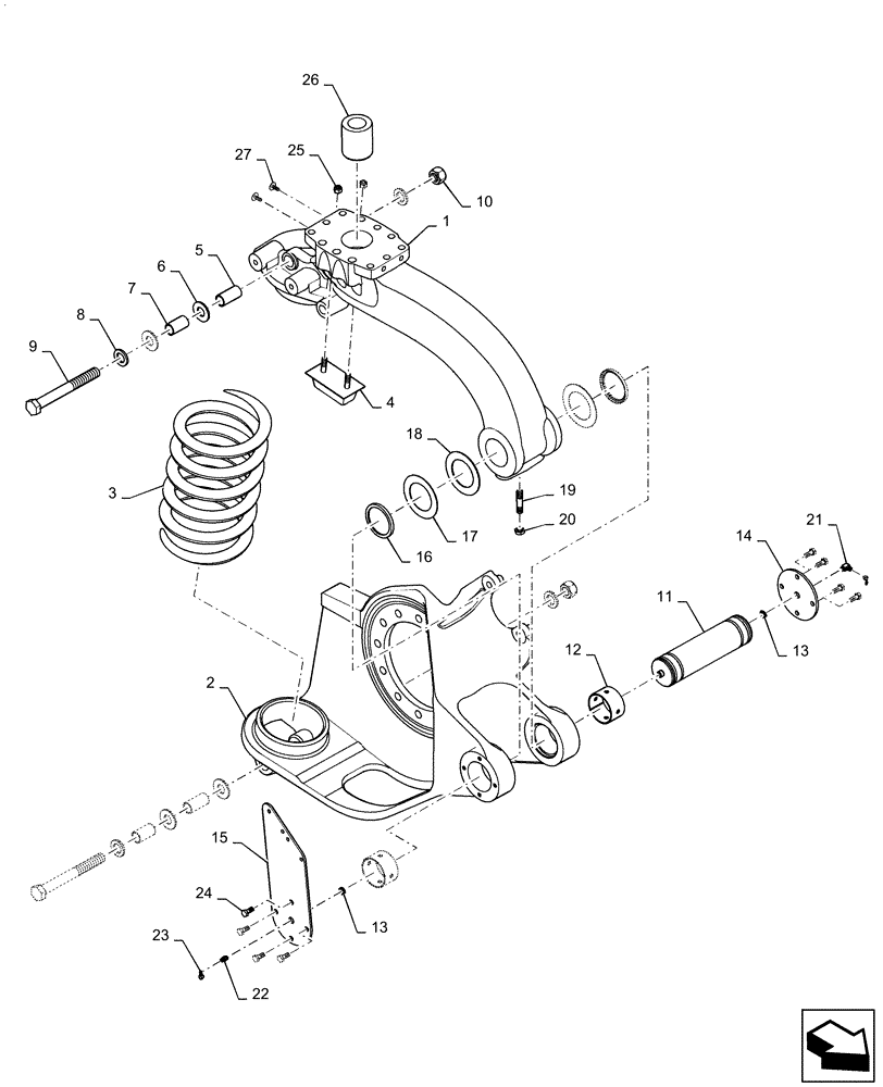 Схема запчастей Case IH PATRIOT 2250 - (25.100.BB[01]) - SUSPENSION, LH FRONT / REAR AXLE (25) - FRONT AXLE SYSTEM