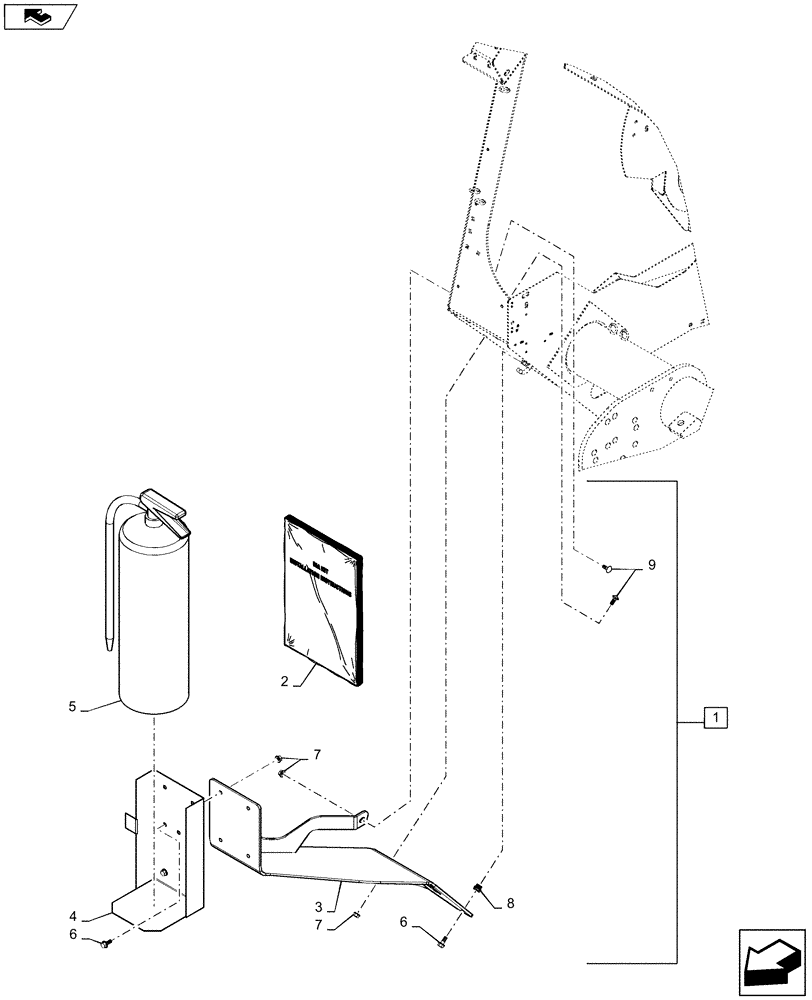 Схема запчастей Case IH RB565 - (88.100.05[01]) - DIA KIT, FIRE EXTINGUISHER (88) - ACCESSORIES