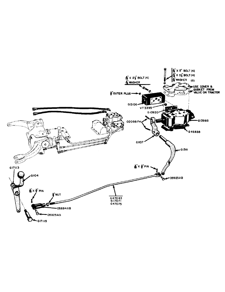 Схема запчастей Case IH 600B-SERIES - (105) - HYDRAULIC CONTROLS AND LEVER, 510B AND 511B TRACTORS W/ REMOTE CONTROL AND EAGLE HITCH (08) - HYDRAULICS
