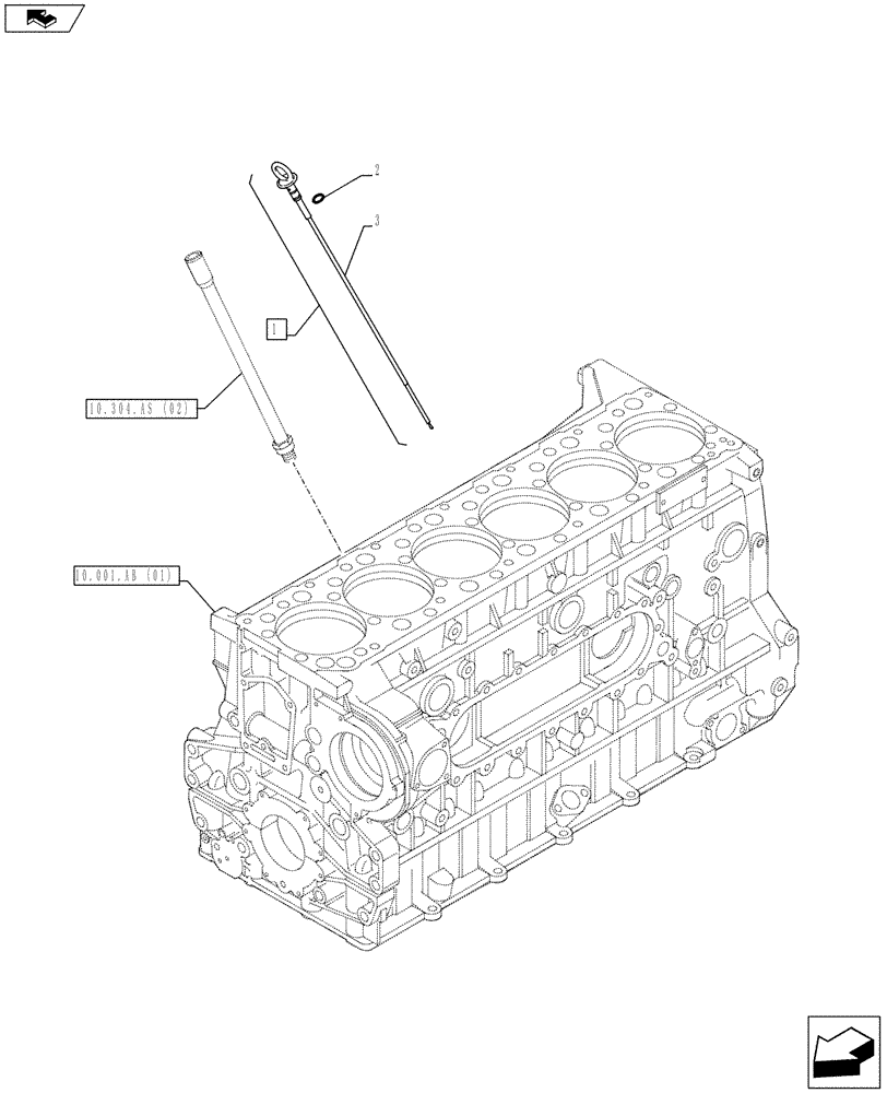 Схема запчастей Case IH F3BFE613E A015 - (10.304.AS[01]) - ENGINE OIL, DIPSTICK (10) - ENGINE