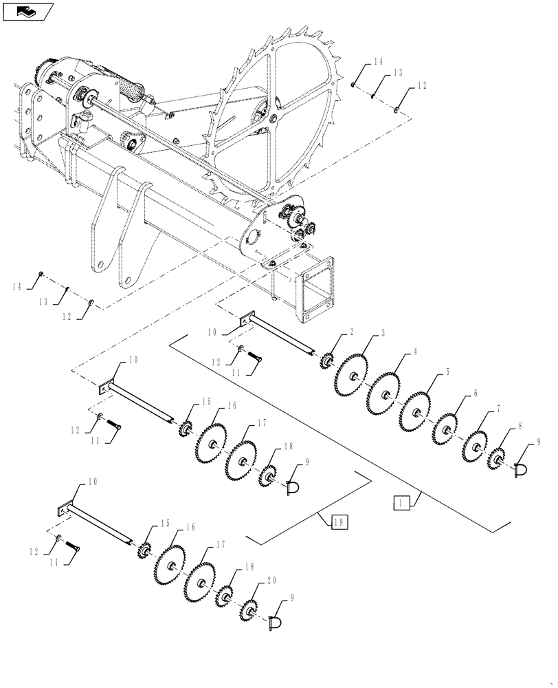Схема запчастей Case IH 825 - (61.901.AH[01]) - SPROCKET STORAGE (61) - METERING SYSTEM
