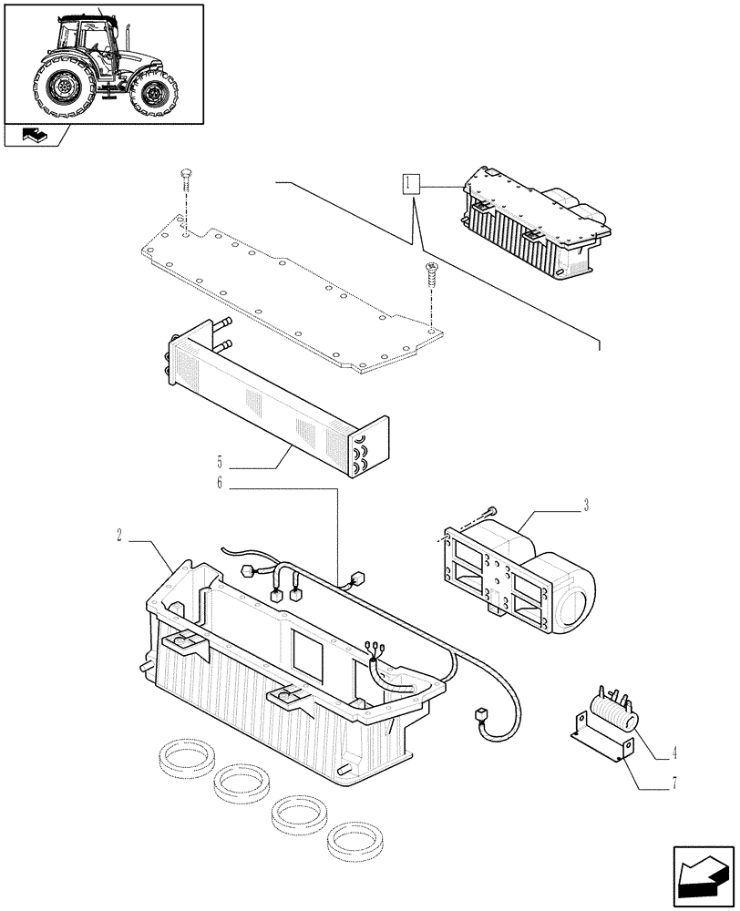 Схема запчастей Case IH FARMALL 95 - (1.92.94/ A[01A]) - HEATER - BREAKDOWN - D7039 (10) - OPERATORS PLATFORM/CAB
