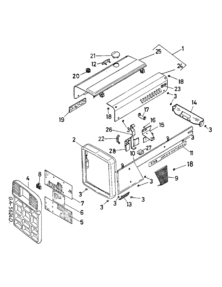 Схема запчастей Case IH 733 - (13-02) - ENGINE HOOD, RADIATOR GRILLE (05) - SUPERSTRUCTURE