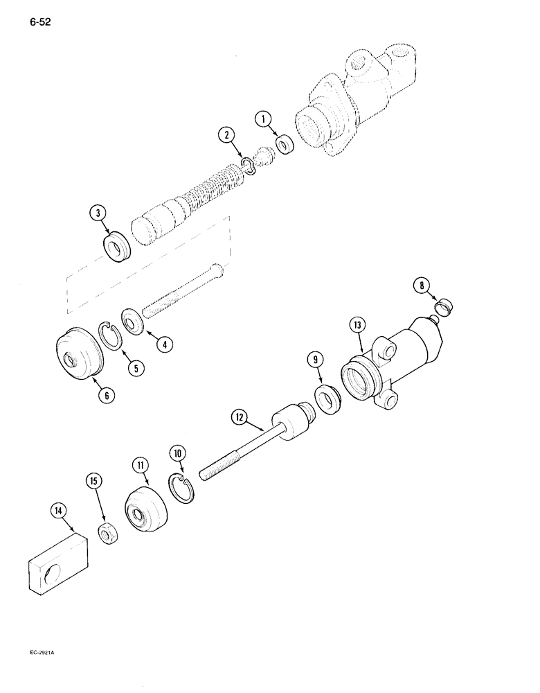 Схема запчастей Case IH 995 - (6-052) - CLUTCH HYDRAULIC CYLINDERS, TRACTOR WITH CAB (06) - POWER TRAIN