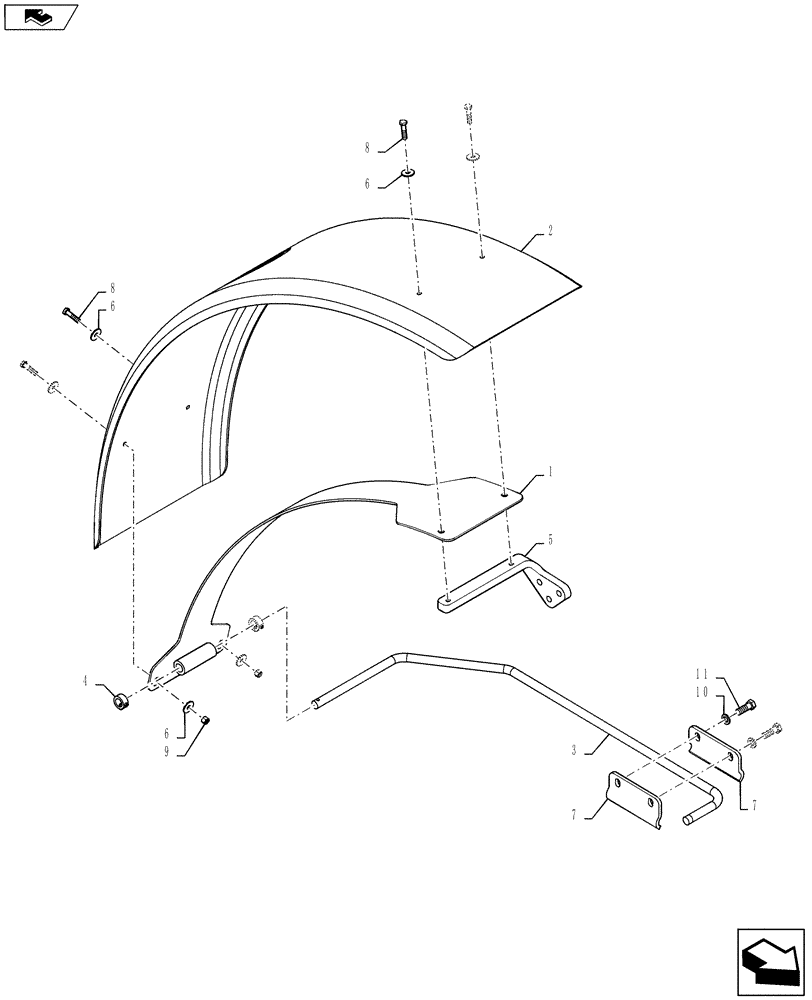 Схема запчастей Case IH 2240 - (90.116.AC[03]) - RH FENDER (90) - PLATFORM, CAB, BODYWORK AND DECALS