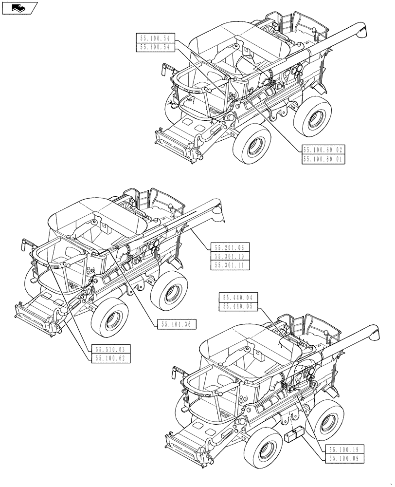 Схема запчастей Case IH 5130 - (00.000.55) - PICTORAL INDEX - ELECTRICAL SYSTEMS (00) - GENERAL & PICTORIAL INDEX