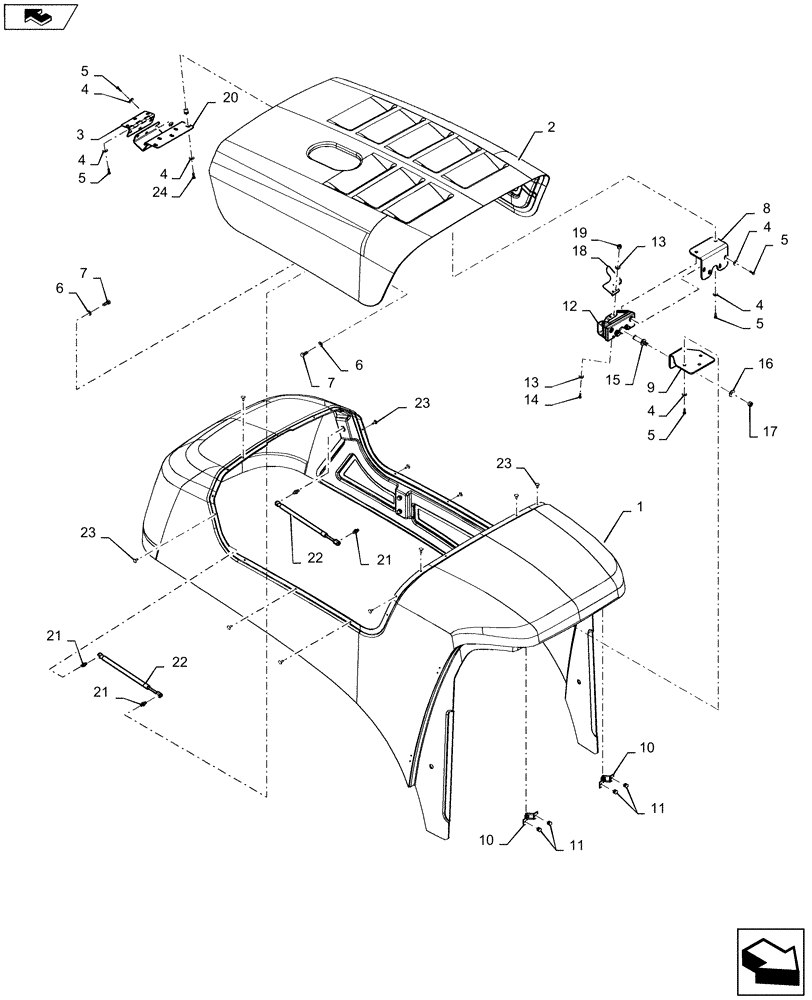 Схема запчастей Case IH 2240 - (90.100.AV[01]) - ENGINE HOOD ASSY BSN YDT03139 (90) - PLATFORM, CAB, BODYWORK AND DECALS