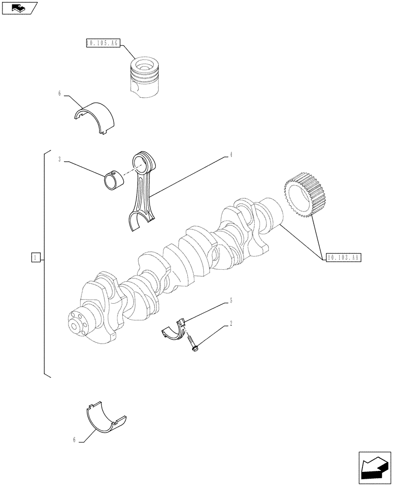 Схема запчастей Case IH F3BFE613E A015 - (10.105.AB) - CONNECTING ROD (10) - ENGINE