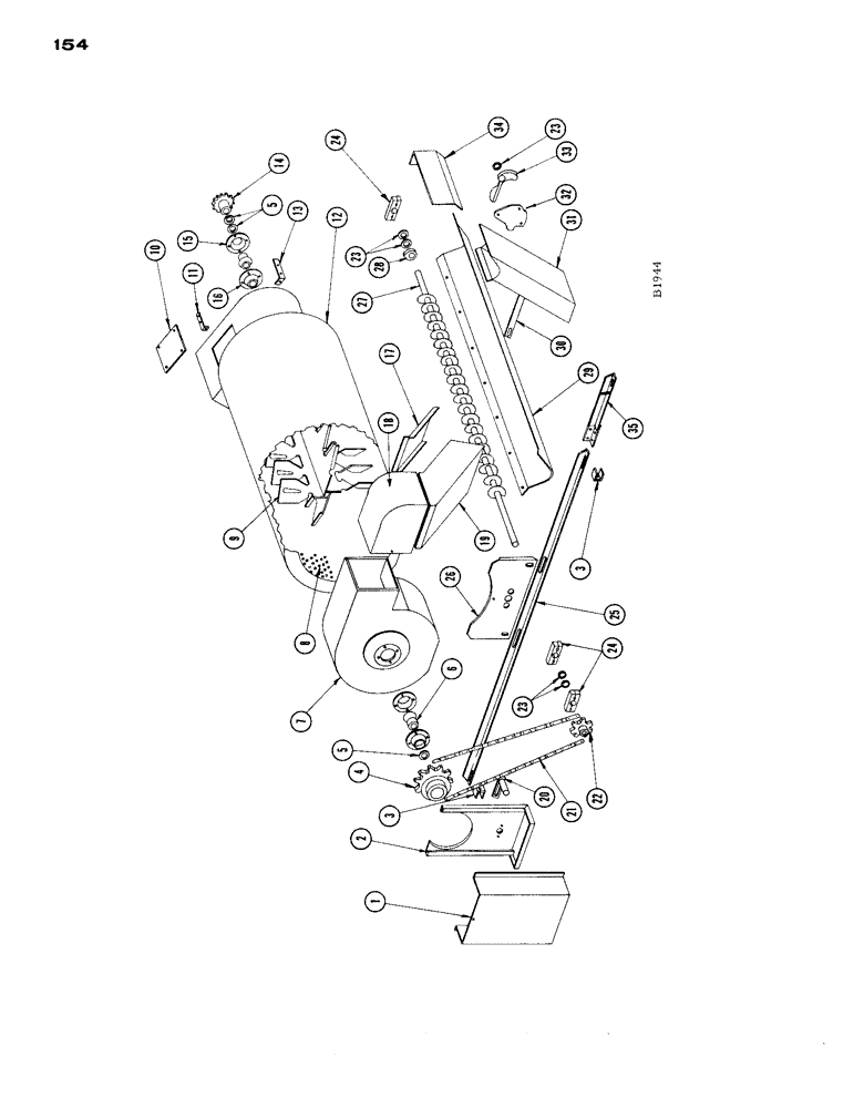Схема запчастей Case IH 1660 - (154) - SCOURKLEEN ATTACHMENT, GRAIN BIN (80) - CROP STORAGE/UNLOADING
