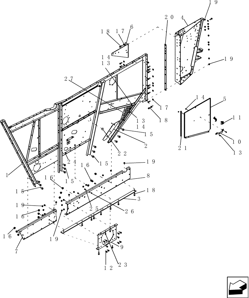 Схема запчастей Case IH 6130 - (66.260.35) - SIDE ASSEMBLY, SEPARATOR, RIGHT HAND (66) - THRESHING