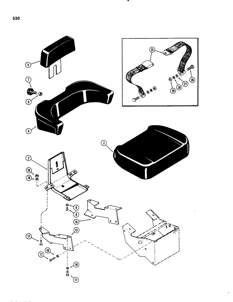 Схема запчастей Case IH 1070 - (0530) - SERIES 30 SEAT, USED TRACTOR SERIAL NUMBERS 8693001 TO 8736722 (09) - CHASSIS/ATTACHMENTS