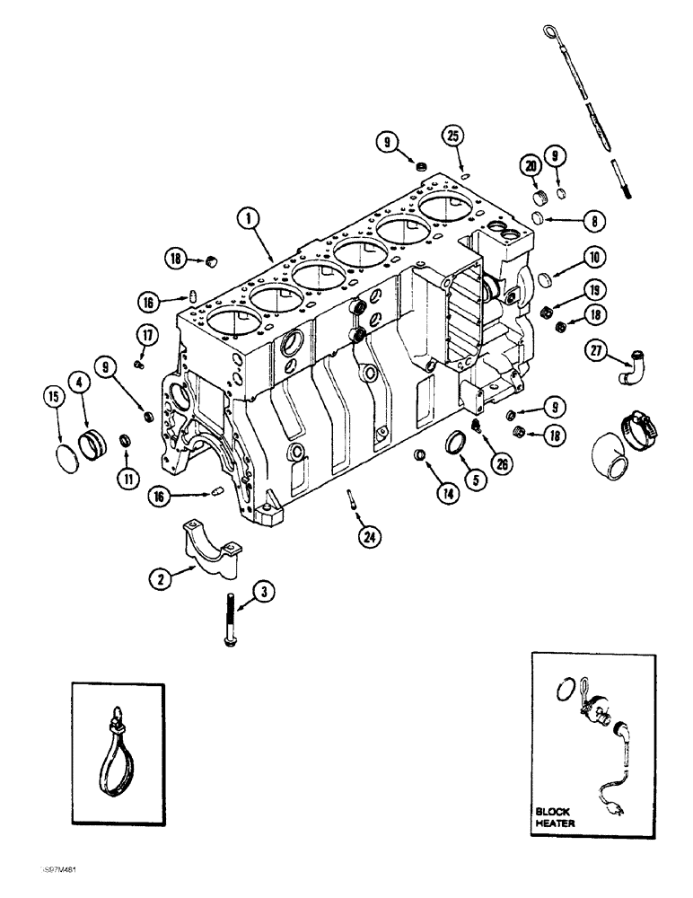 Схема запчастей Case IH 1660 - (2-42) - CYLINDER BLOCK, 6T-830 ENGINE, TWELVE PISTON COOLING NOZZLES,ENGINE S.N. 44487830 THROUGH 44706125 (01) - ENGINE
