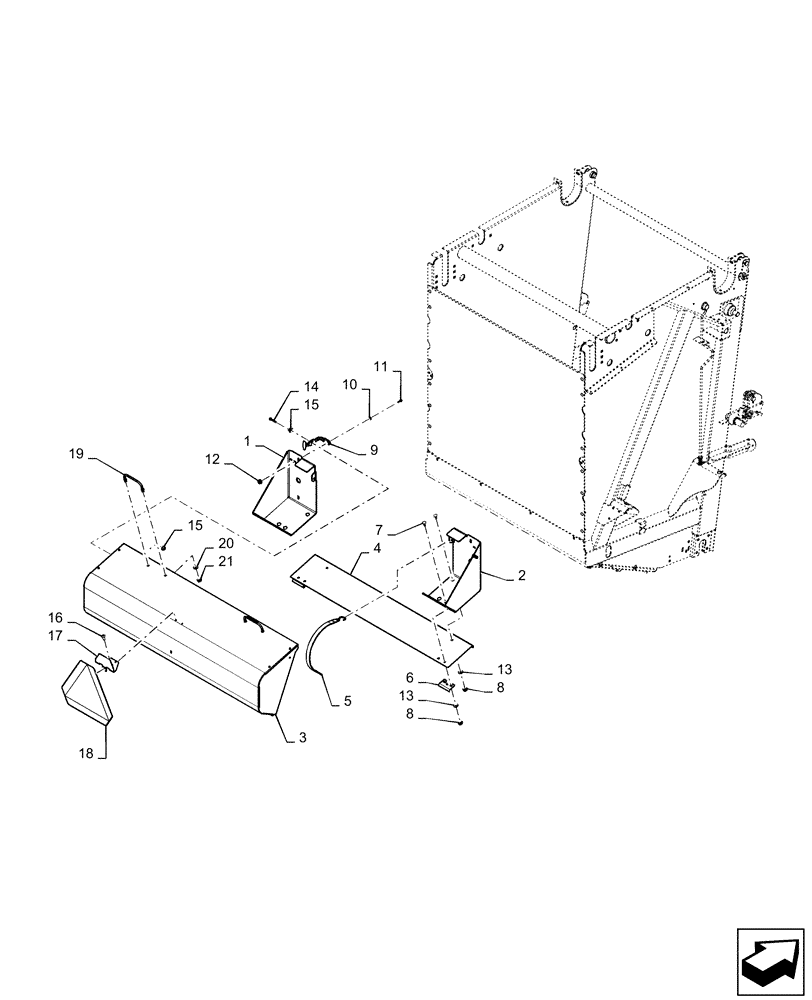 Схема запчастей Case IH RB465 - (90.105.BR[04]) - VAR - 726666, 726964 - REAR, NET BOX (90) - PLATFORM, CAB, BODYWORK AND DECALS