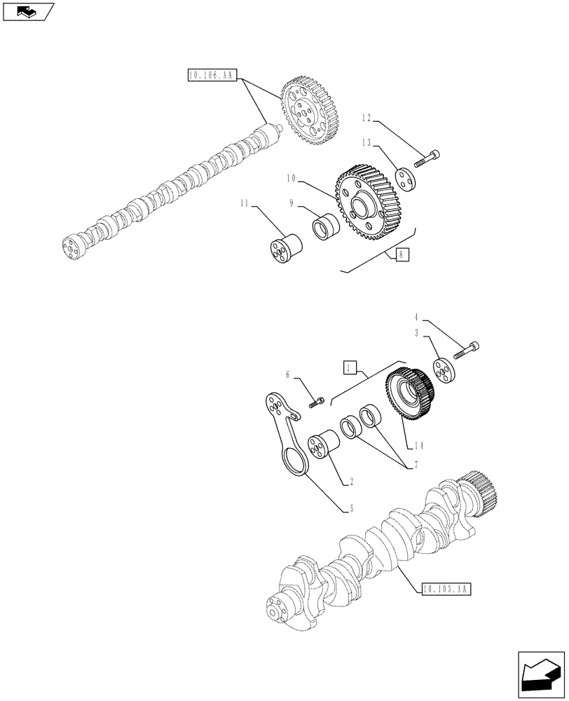 Схема запчастей Case IH F3BFE613E A003 - (10.106.AG) - GEAR, DRIVE (10) - ENGINE