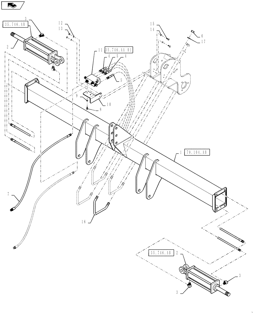 Схема запчастей Case IH 825 - (35.746.AA[01]) - MARKER HYDRAULICS (35) - HYDRAULIC SYSTEMS