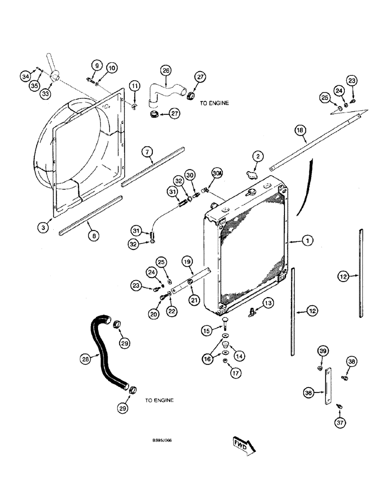 Схема запчастей Case IH 2166 - (2-03A) - RADIATOR AND FAN SHROUD, COMBINE P.I.N. JJC0180000 AND AFTER (01) - ENGINE