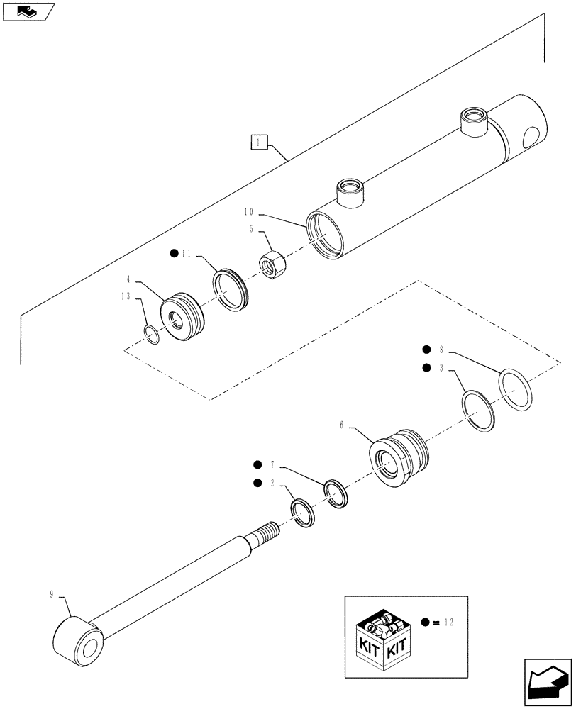 Схема запчастей Case IH RB455 - (35.569.AB) - HYDRAULIC CYLINDER, DROP FLOOR (35) - HYDRAULIC SYSTEMS