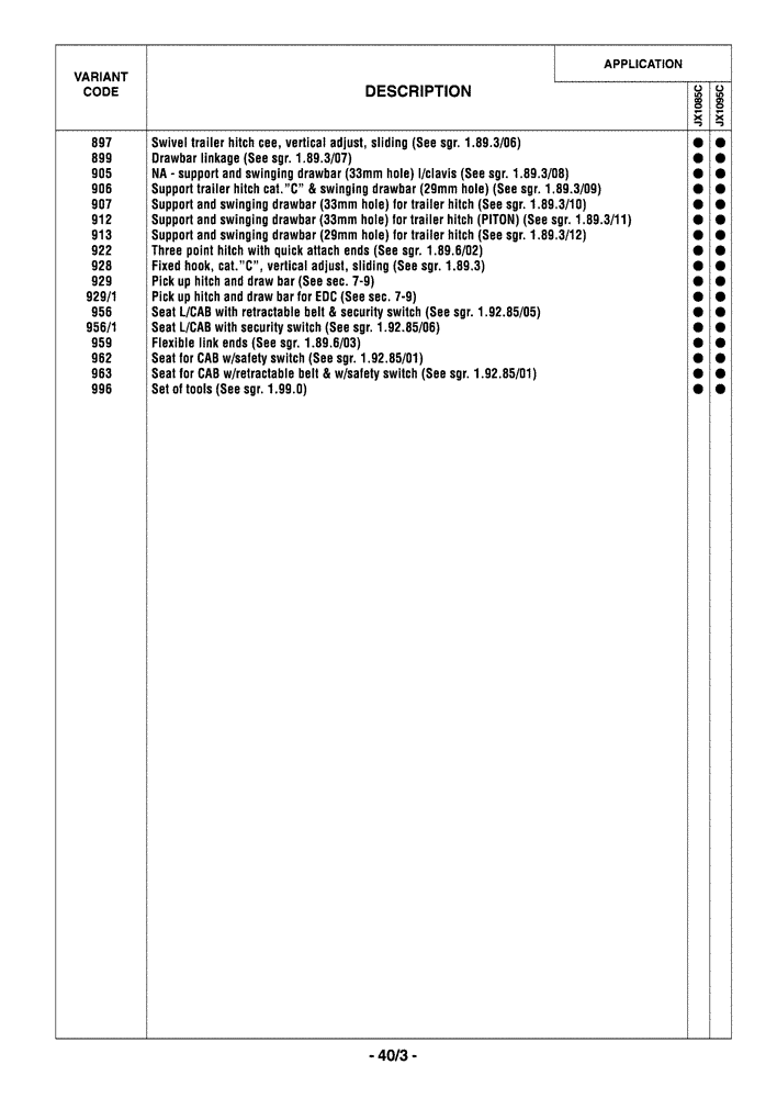 Схема запчастей Case IH JX1095C - (0.01.1[04]) - OPTIONAL EQUIPMENT (00) - GENERAL