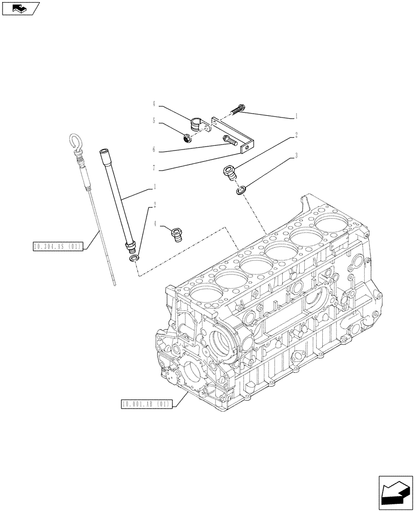 Схема запчастей Case IH F3BFE613E A015 - (10.304.AS[02]) - ENGINE OIL, DIPSTICK (10) - ENGINE