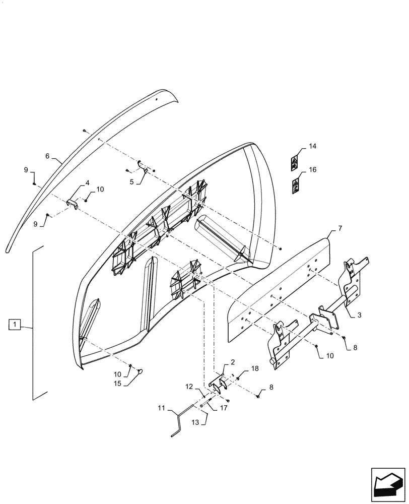 Схема запчастей Case IH RB565 - (90.105.BH[02]) - DOOR, RH (90) - PLATFORM, CAB, BODYWORK AND DECALS