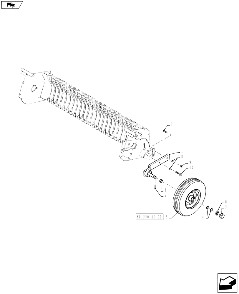 Схема запчастей Case IH RB565 - (60.220.AU[01]) - VAR - 726821 - PICK-UP WHEEL ASSY BOLTED (60) - PRODUCT FEEDING