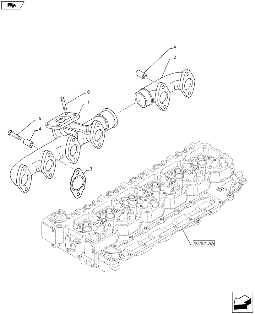Схема запчастей Case IH F4HFE6138 A002 - (10.254.AC) - EXHAUST MANIFOLD (10) - ENGINE