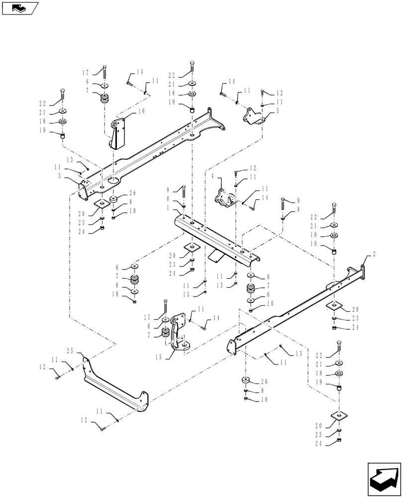 Схема запчастей Case IH 2240 - (10.001.AK[01]) - ENGINE MOUNT (10) - ENGINE