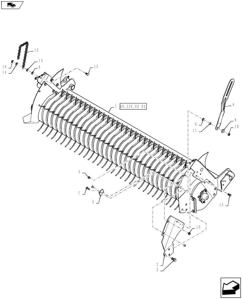 Схема запчастей Case IH RB565 - (60.220.BD[07]) - VAR - 726918 - 2M 5-BAR PICKUP MOUNTING PARTS (60) - PRODUCT FEEDING